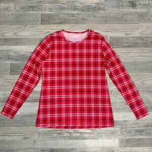Land's End Red Plaid Long Sleeve Base Layer Top Stretch P38